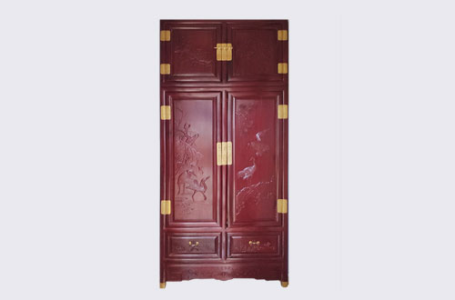 谢家集高端中式家居装修深红色纯实木衣柜